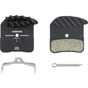 Genuine Shimano replacement disc brake pads designed for 4-piston brake systems.