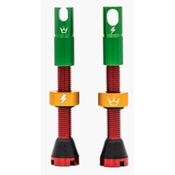 Peaty's X Chris King MK2 42mm Tubeless Valves in Rasta